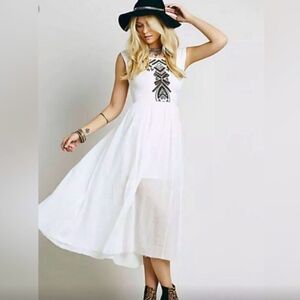 Free People Tuscaloosa Slub Meadow Dress in Ivory
